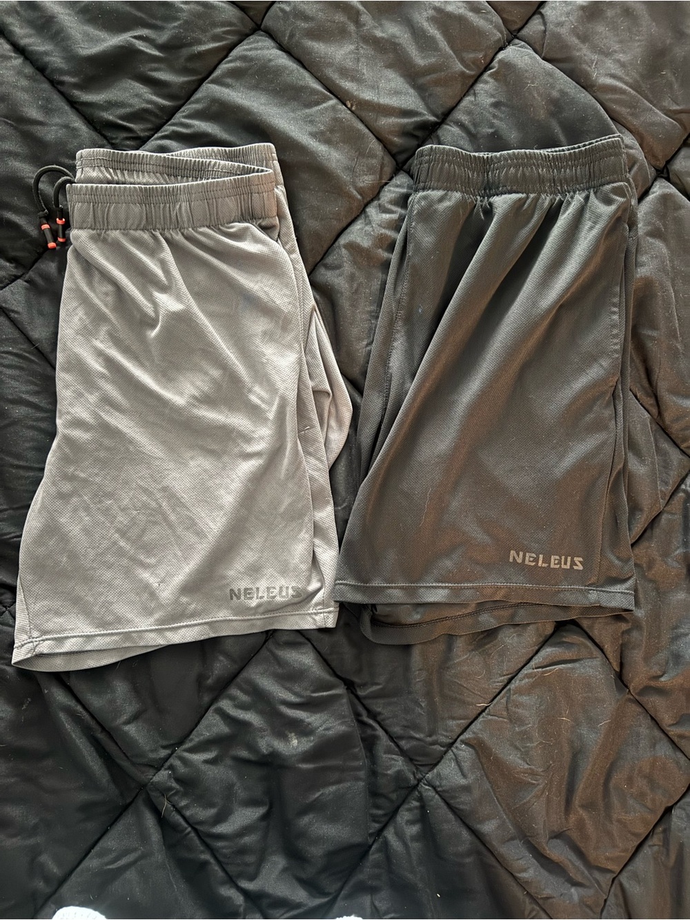 {NELEUS} Athletic Shorts Duo Pair in Light Gray and Black - Size Large